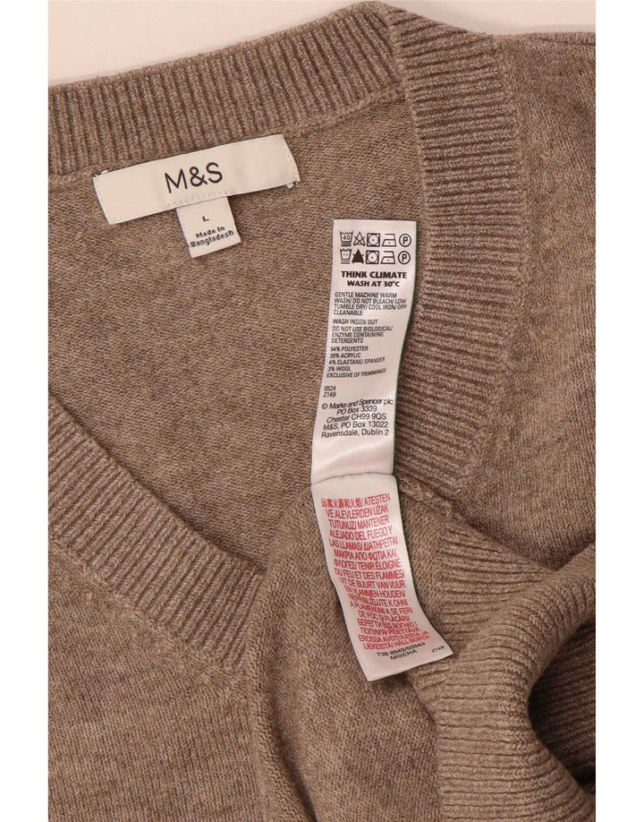 Pulover pentru bărbați Marks & Spencer cu decolteu în V, mare, bej, poliester