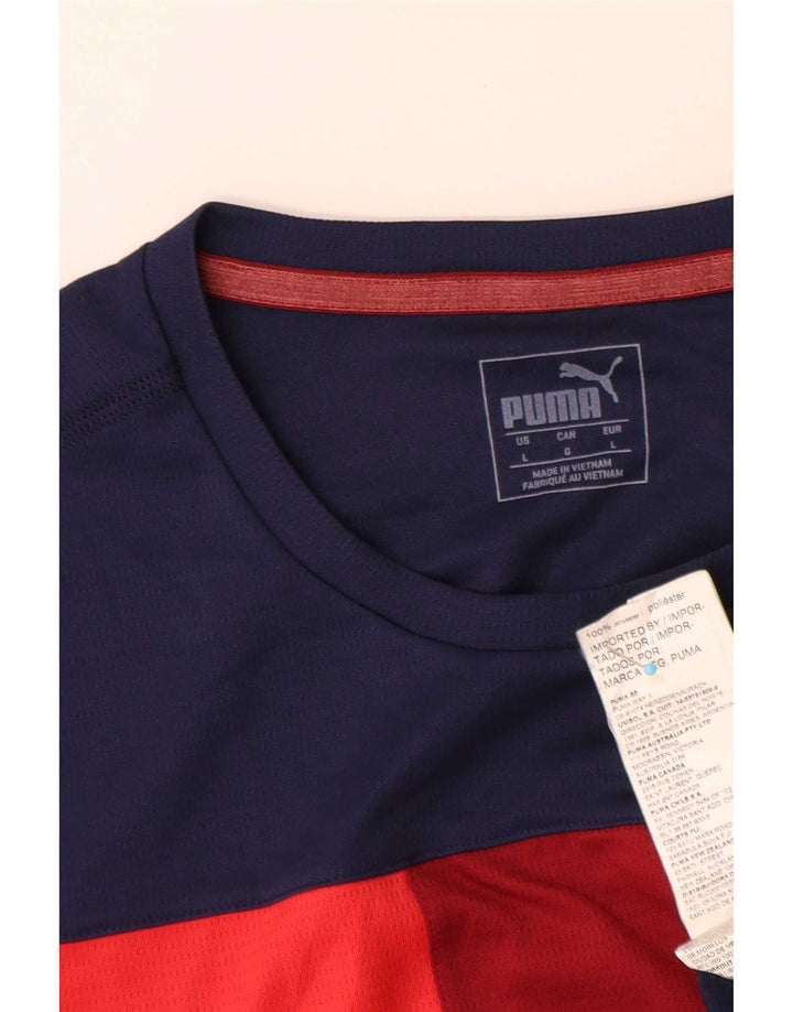 Tricou pentru bărbați Puma Top mare bleumarin din poliester color bloc