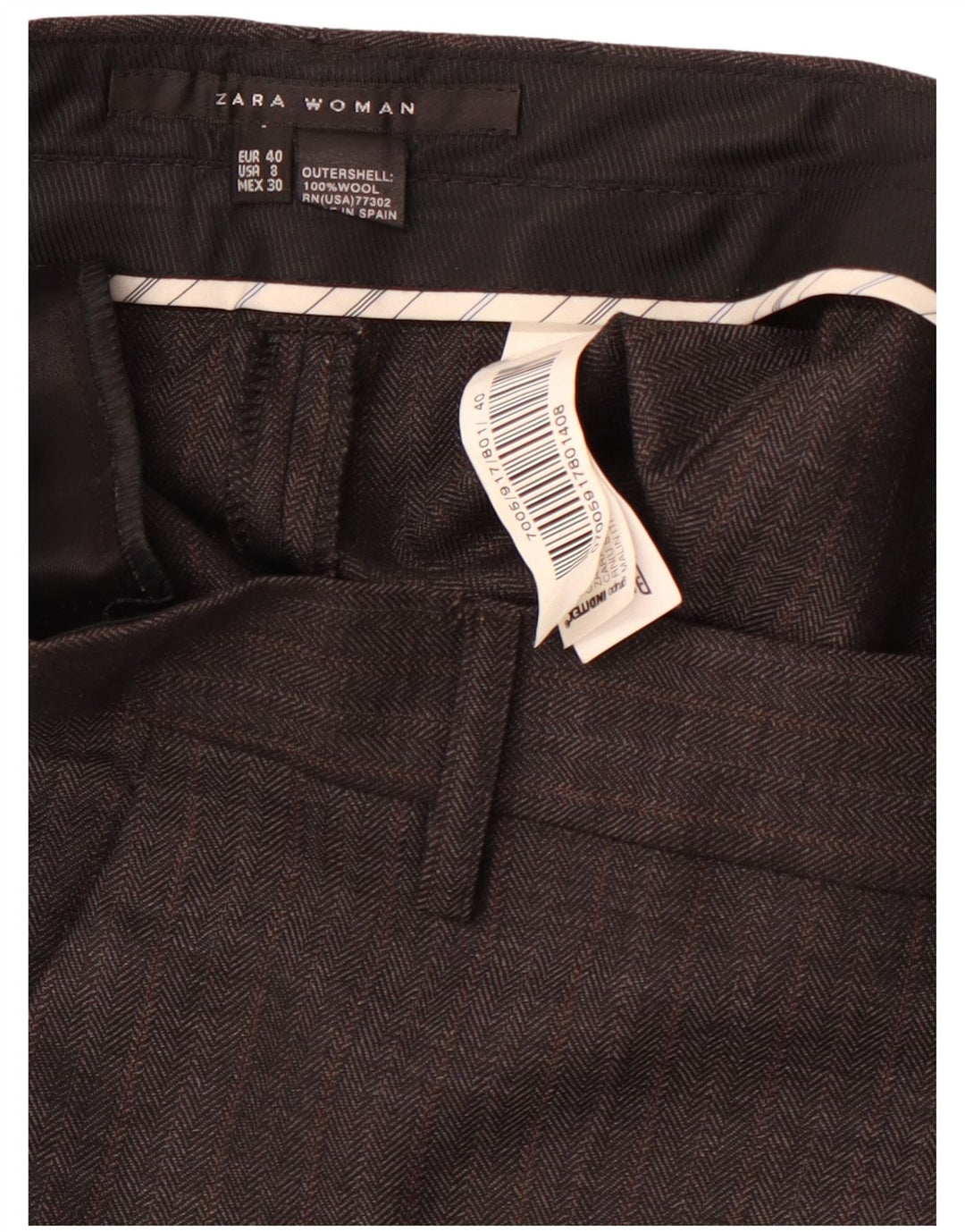 Pantaloni chino drepți ZARA pentru femei EU 40 Medium W30 L28 Gri Herringbone