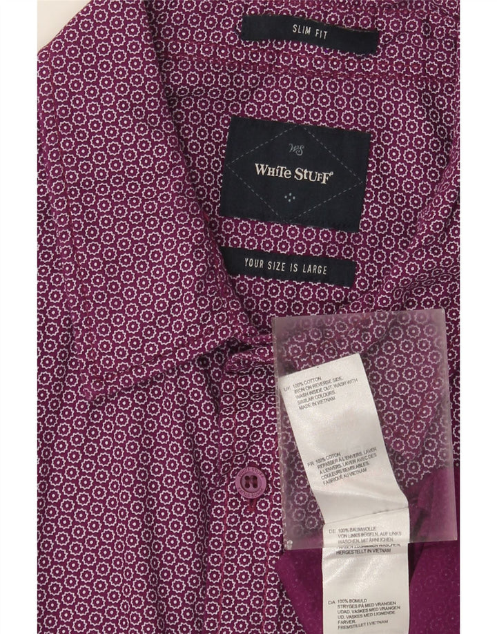 Cămașă Slim Fit pentru bărbați White Stuff, bumbac mare mov cu pete