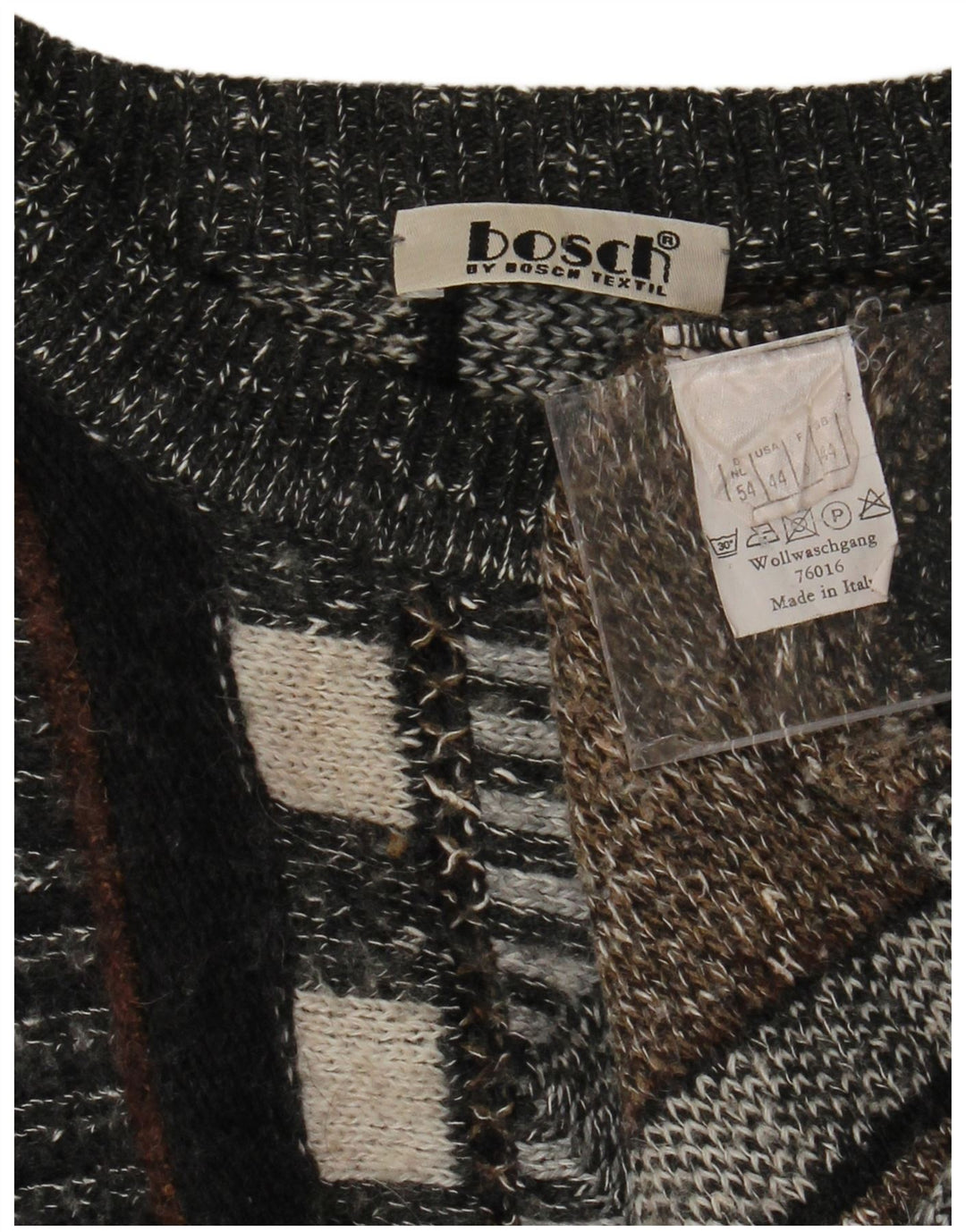 Pulover VINTAGE pentru bărbați cu gâtul turnat, UK 44 XL, cu dungi multicolore