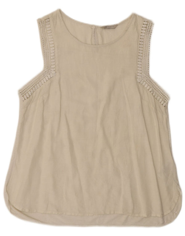 Bluză fără mâneci pentru femei Marks & Spencer UK 14 Medium Off White Linen