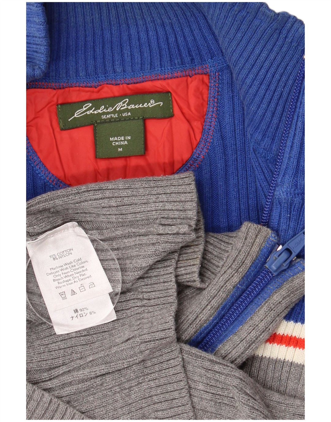 Pulover cardigan pentru femei Eddie Bauer UK 12 Medium Blue Colorblock Bumbac