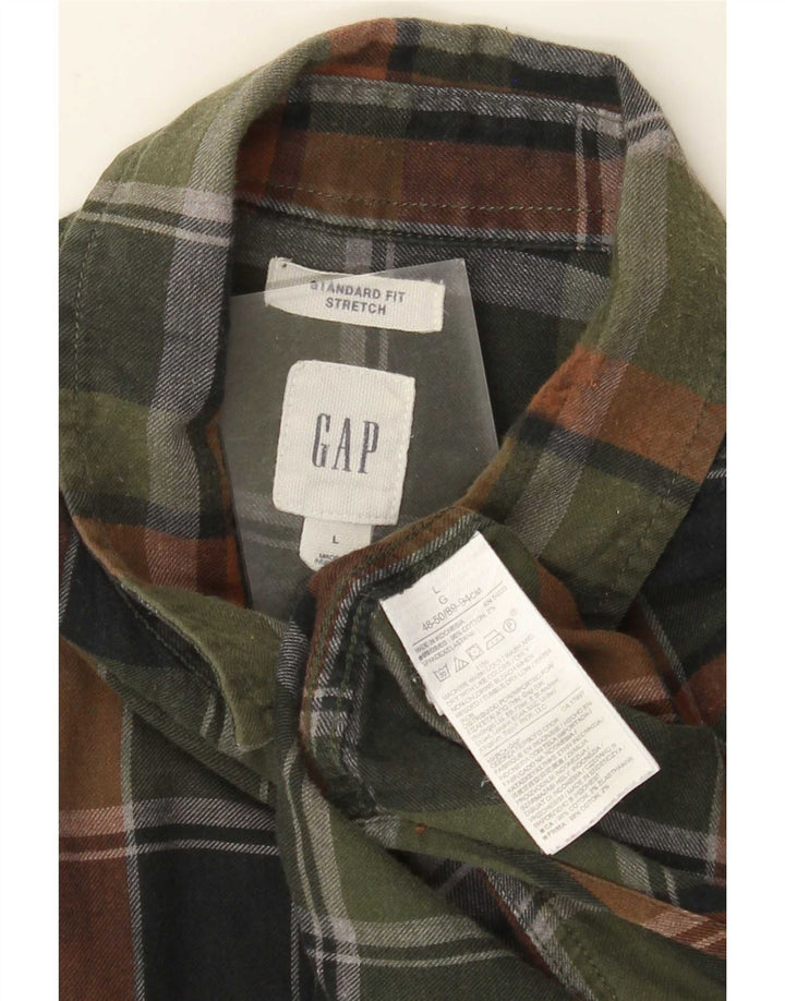 Cămașă de flanel pentru bărbați Gap Standard Fit, bumbac cu carouri verzi mari