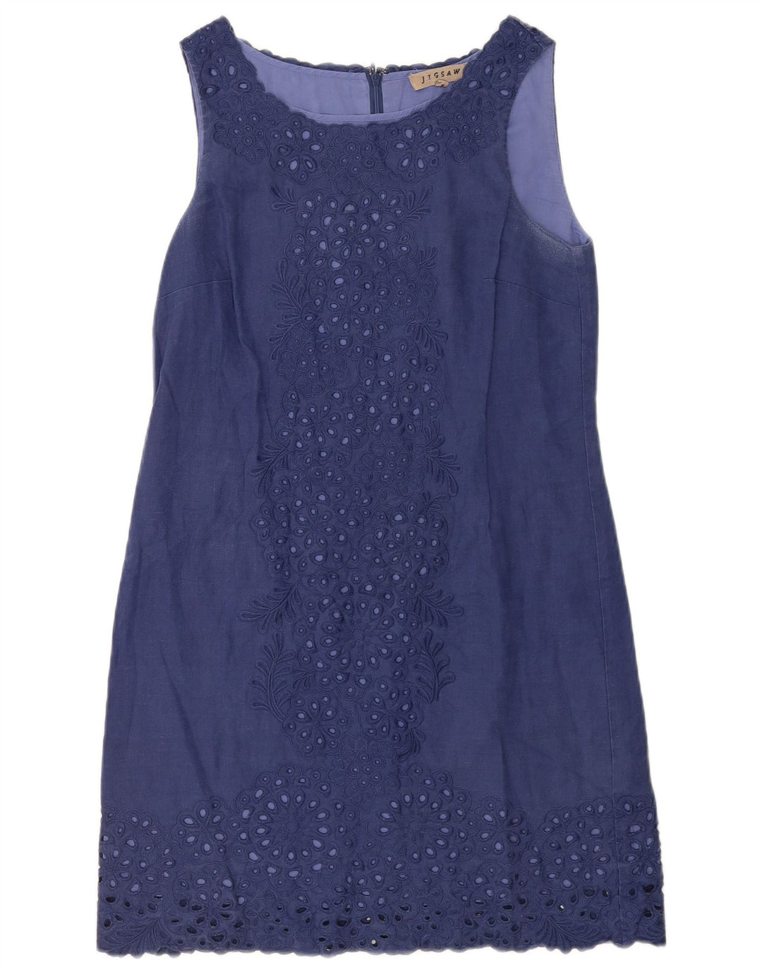 Jigsaw Rochie de bază fără mâneci pentru femei UK 10 Small Bluemarin Floral Linen