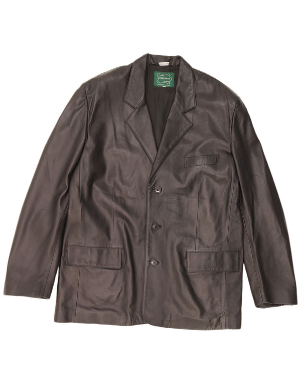 Jachetă vintage pentru bărbați din piele cu 3 nasturi IT 56 2XL negru