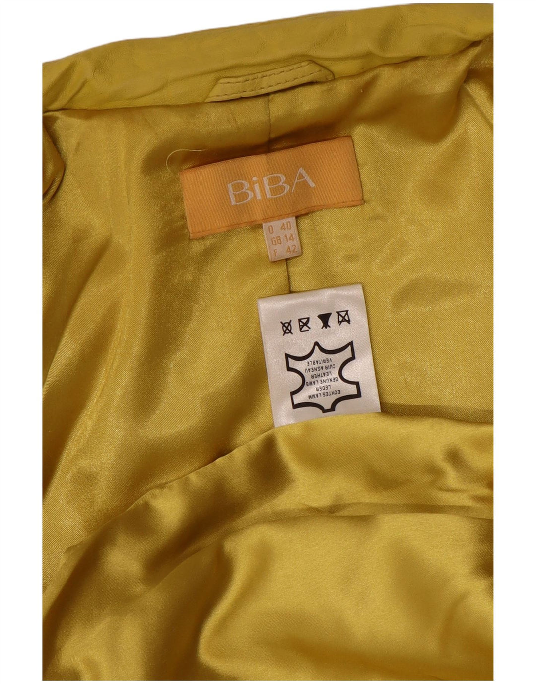 Jachetă de piele Biba pentru femei UK 14 Medium Yellow Spotted Leather