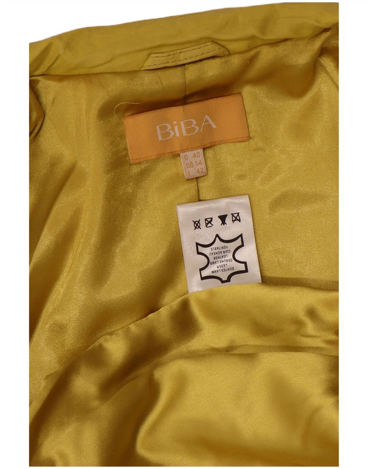 Jachetă de piele Biba pentru femei UK 14 Medium Yellow Spotted Leather