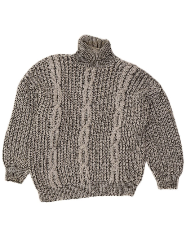 Pulover vintage cu gât rulat pentru femei UK 16, mare, cu dungi gri