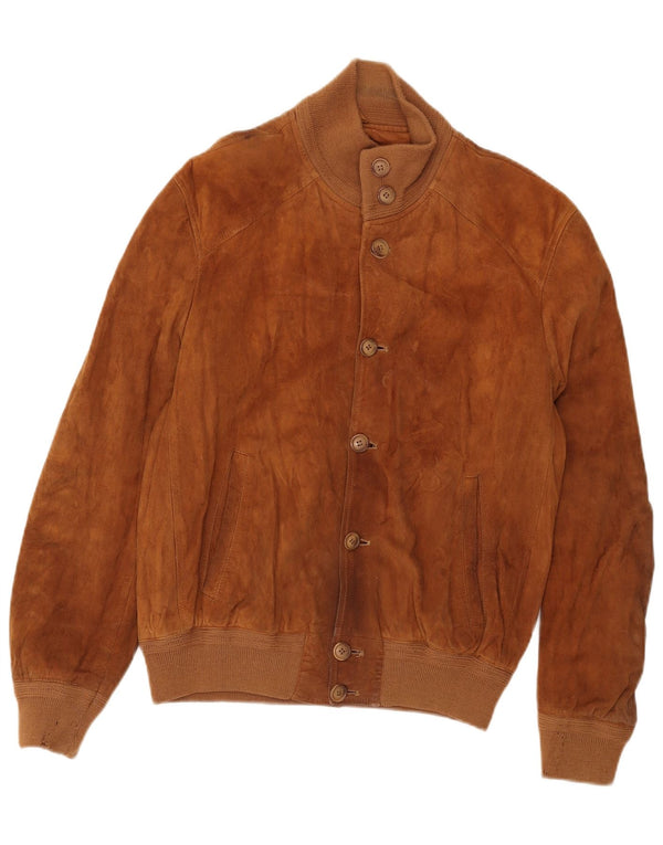Bomber vintage pentru bărbați din piele intoarsa IT 50 mare, maro, din piele