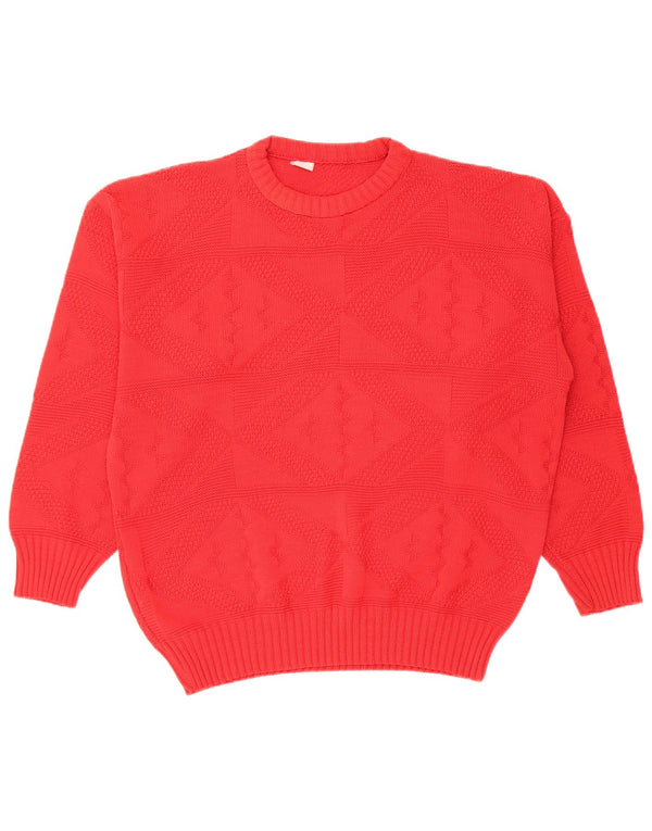 Pulover vintage pentru femei cu gât roșu și pulover UK 16 mare roșu geometric