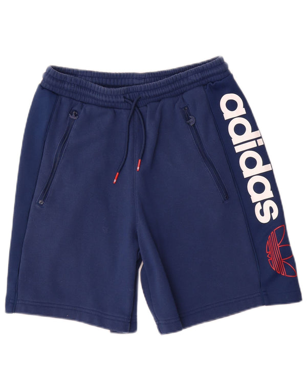 Adidas Mens Graphic Sport Shorts Small Navy Blue Cotton