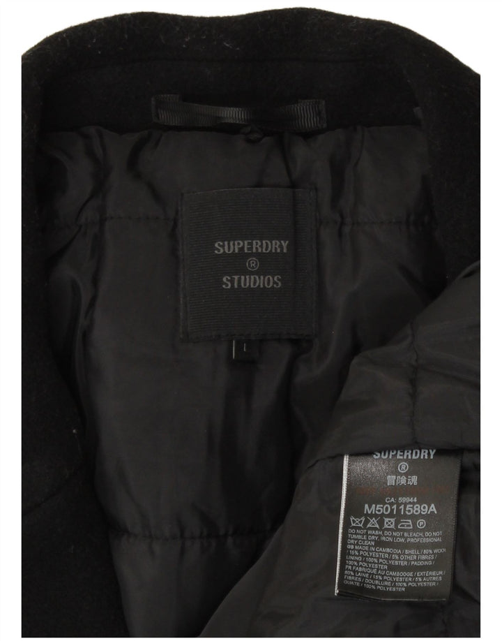 Palton pentru bărbați Superdry UK 40 Lână neagră mare