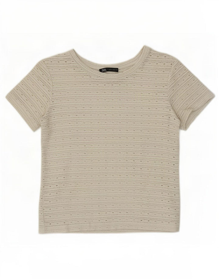 Tricou Crop pentru femei Zara UK 10 Small Gri Poliester