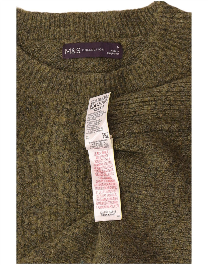 Pulover pentru femei Marks & Spencer cu decolteu rotund, Marea Britanie 14, mediu kaki, pete