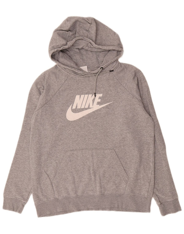 Pulover Nike pentru bărbați cu capota cu grafică, mare, gri bumbac