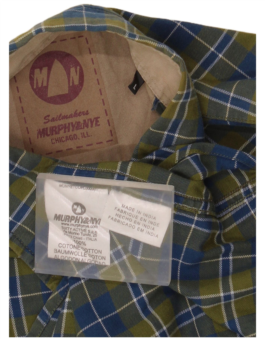 Cămașă din flanel pentru bărbați Murphy & Nye, bumbac cu carouri verzi mari