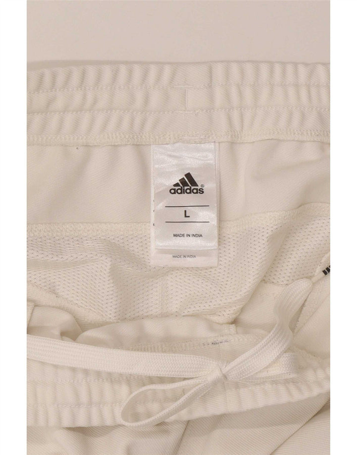 Pantaloni de trening Adidas pentru bărbați, mari, alb, din poliester