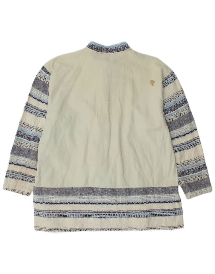 Bluză vintage cu mânecă lungă pentru femei, Marea Britanie 12/14, în dungi alb mediu