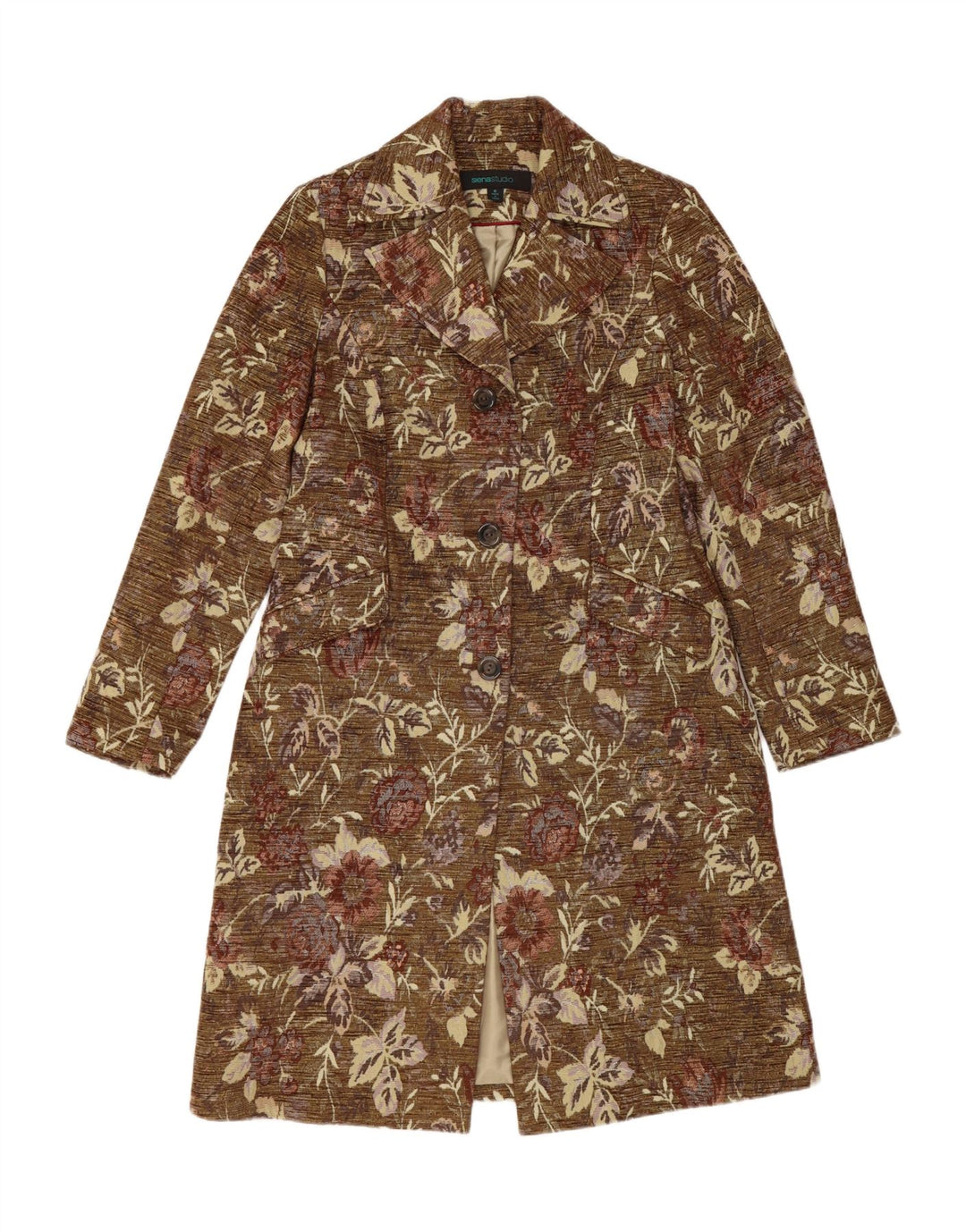 SIENA STUDIO Womens Overcoat US 6 Medium Green Floral Acrylic Vintage Siena Studio and Second-Hand Siena Studio from Messina Hembry 