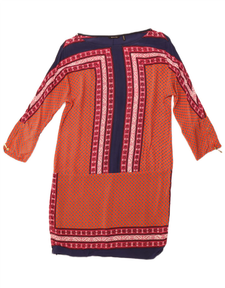 MASSIMO DUTTI Rochie schimbătoare pentru femei cu mâneci 3/4 UK 12 Medium Orange Floral