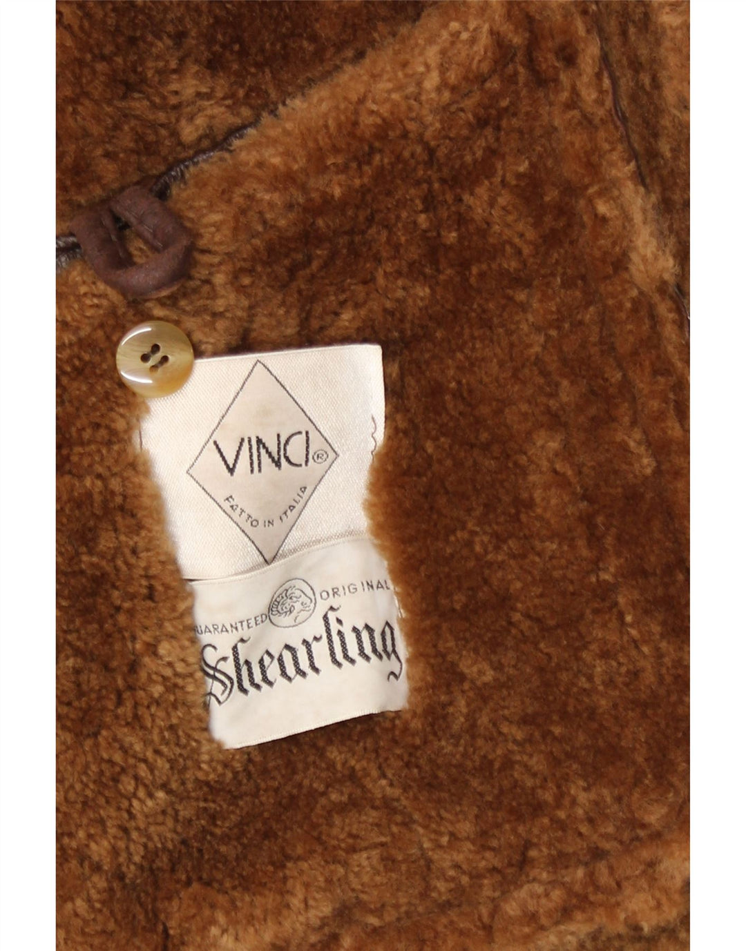 Jachetă Vinci pentru bărbați din shearling, UK 40, maro mare