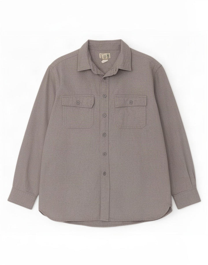Cămașă de flanel pentru bărbați L.L.Bean, bumbac gri mediu