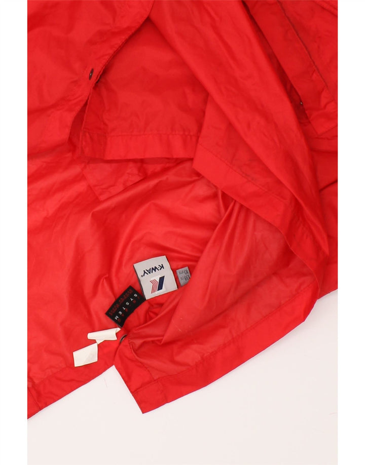 K-WAY Boys Pullover Hooded Rain Jacket 9-10 Years Red Polyamide Vintage K-Way and Second-Hand K-Way from Messina Hembry 