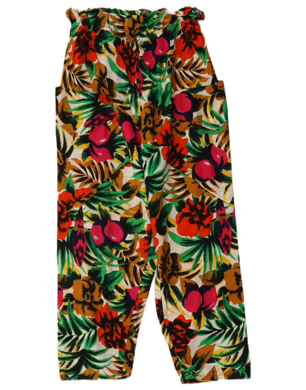 Pantaloni tăiați vintage pentru femei cu talie înaltă W26 L23 multicolori florali