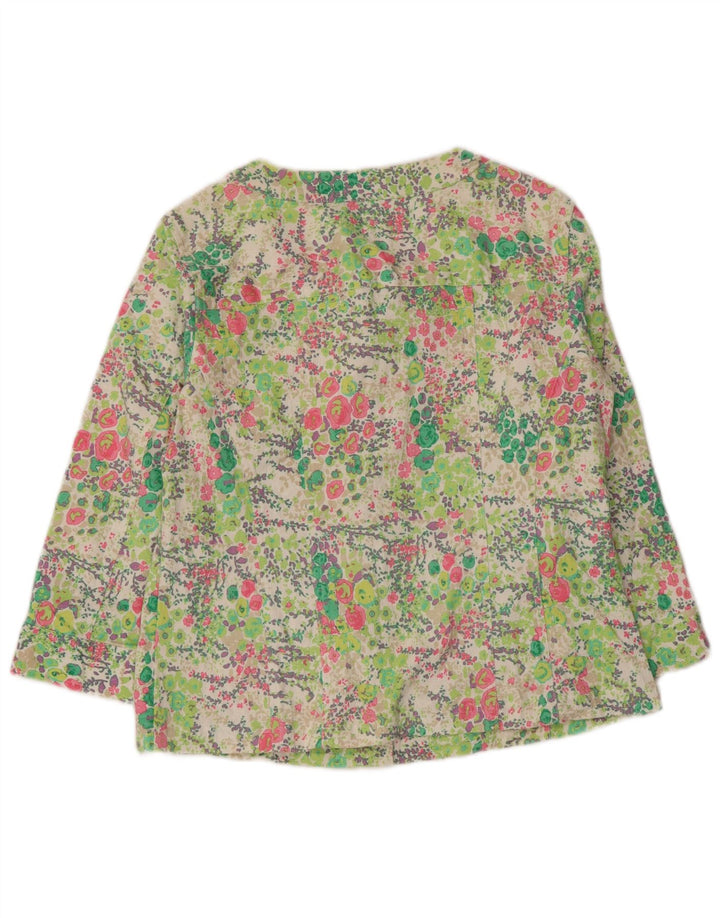 Bluză cămașă pentru femei VINTAGE cu mâneci 3/4 UK 12 Medium Multicolor Floral