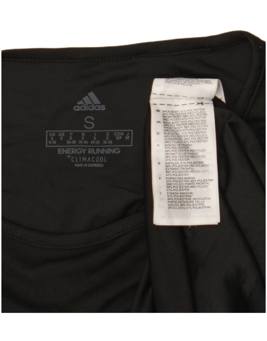 Adidas Climacool Top mânecă lungă pentru femei UK 8/10 Poliester negru mic