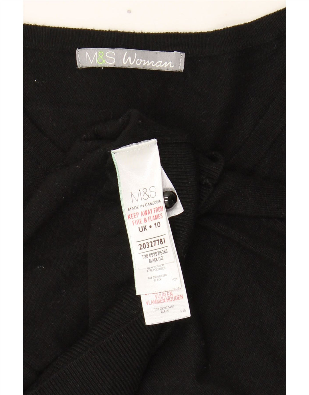 Pulover cardigan pentru femei Marks & Spencer UK 10 Small Black Viscose