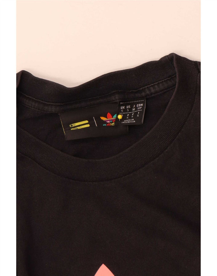 Tricou cu grafic Pharrell Williams Adidas pentru femei Top mic bumbac negru