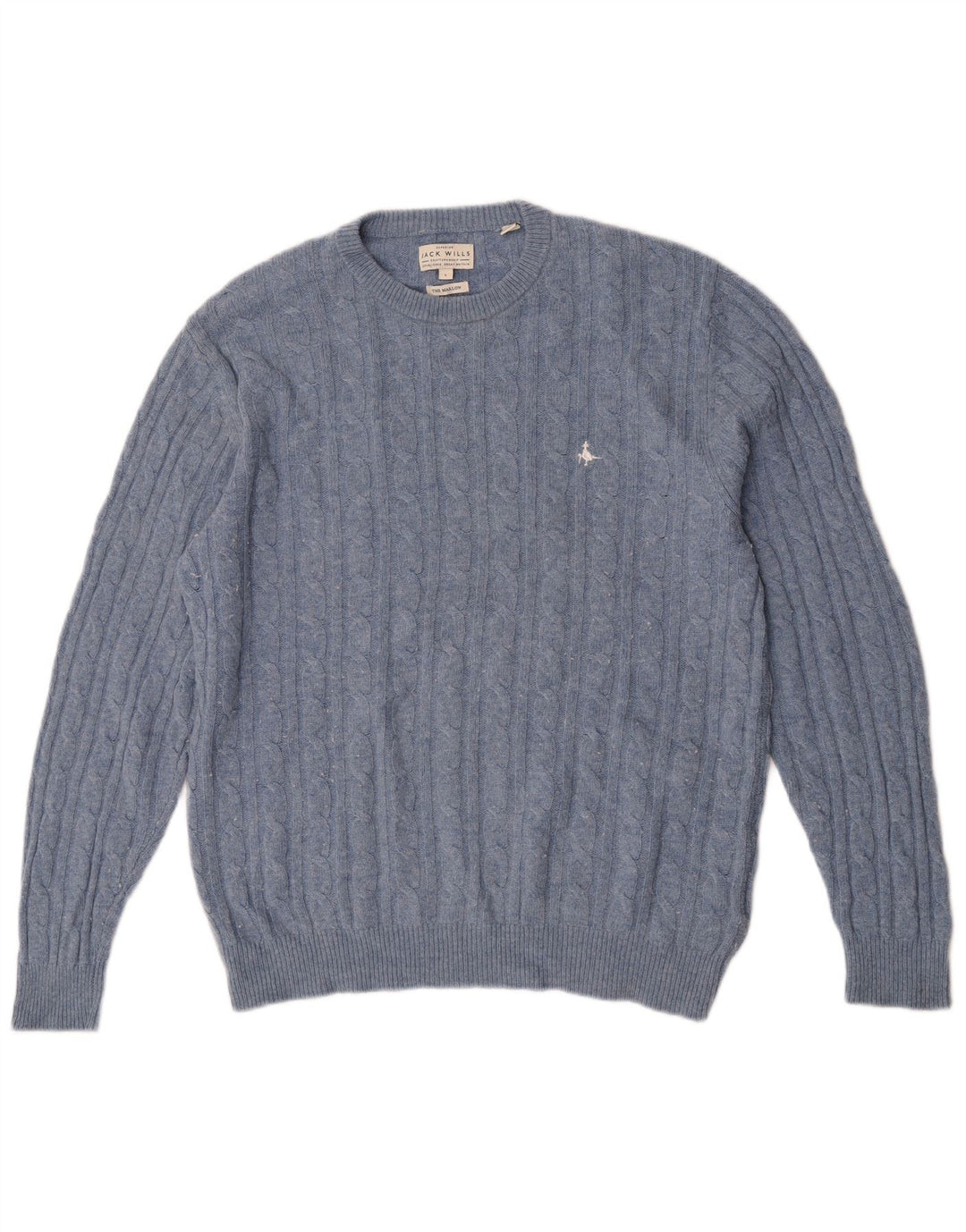 Pulover Jack Wills pentru bărbați The Marlow, cu gât crew, lână mare, albastră