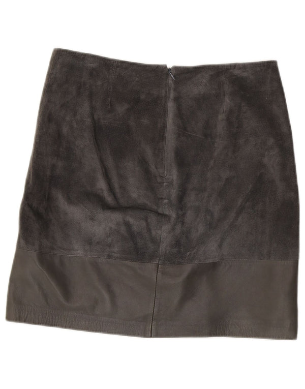 HALLHUBER Fusta de piele intoarsa pentru femei EU 38 Medium W32 Piele gri