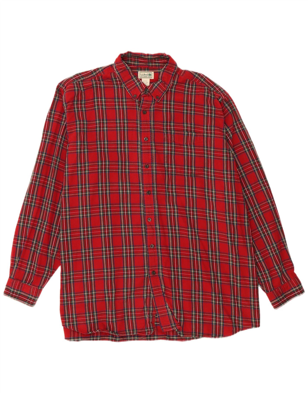 Cămașă de flanel pentru bărbați L.L.BEAN, bumbac roșu cu carouri 2XL