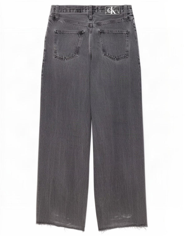 Calvin Klein Jeans Blugi pentru femei cu talie înaltă, cu picioare largi, W27 L30, bumbac gri