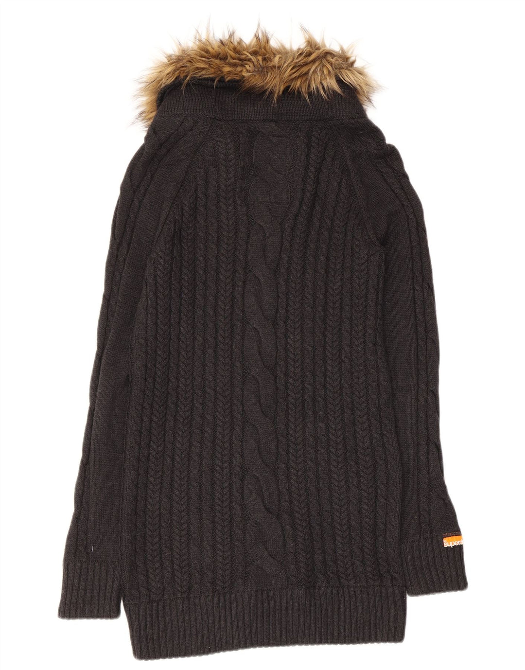 SUPERDRY Pulover cu paragate cu gât țestoasă pentru femei UK 12 Gri mediu