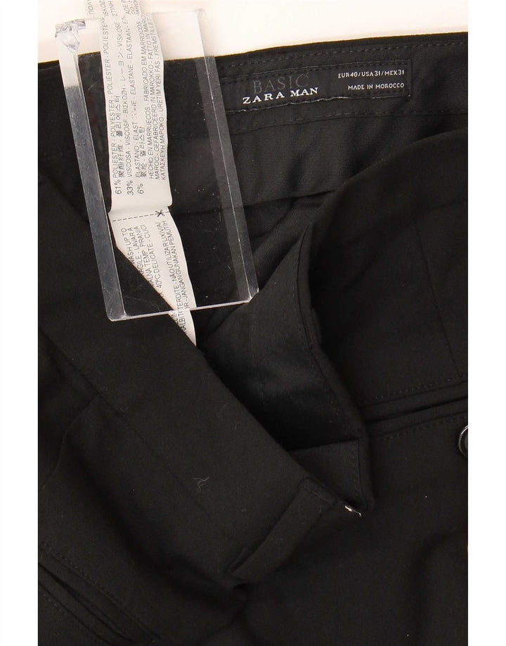 Pantaloni de costum drepți pentru bărbați Zara EU 40 Mediu L31 L30 Poliester negru