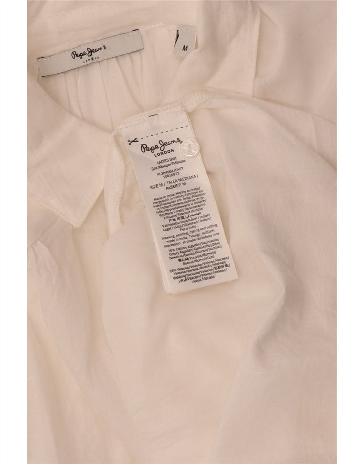 Cămașă supradimensionată pentru femei PEPE Jeans UK 14 Bumbac alb mediu