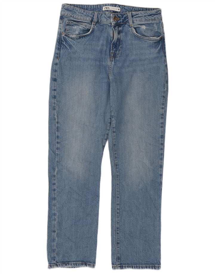 Blugi drepți cu talie mare pentru femei Zara EU 40 Medium W30 L27 Albastru