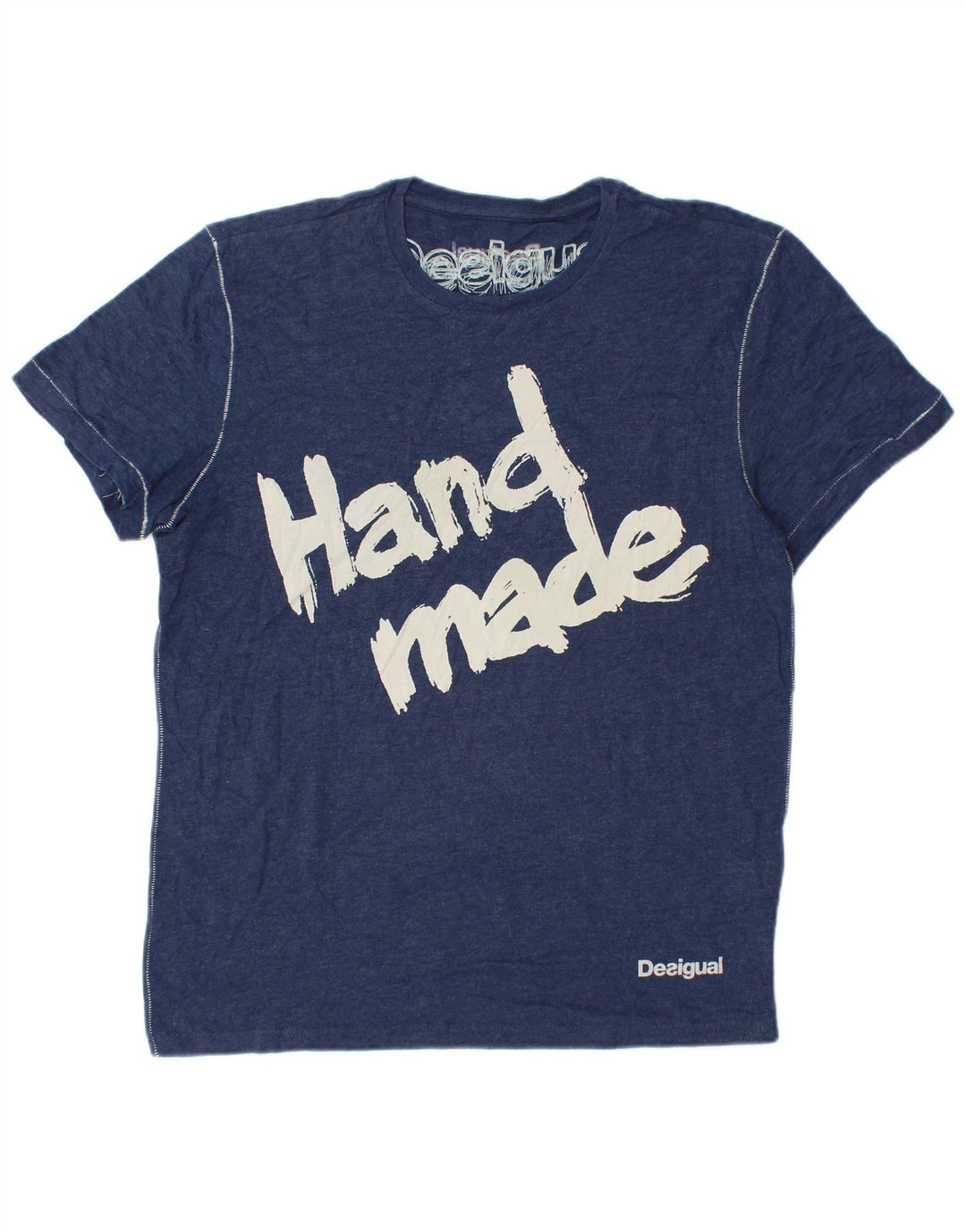 Tricou grafic Desigual pentru bărbați Top mare din bumbac bleumarin