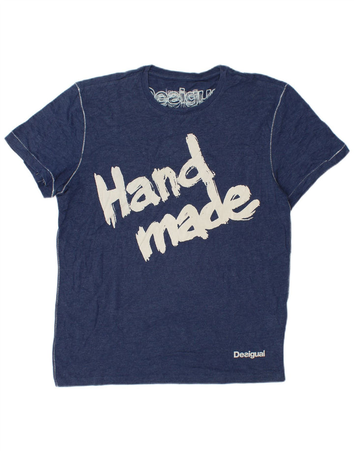 Tricou grafic Desigual pentru bărbați Top mare din bumbac bleumarin