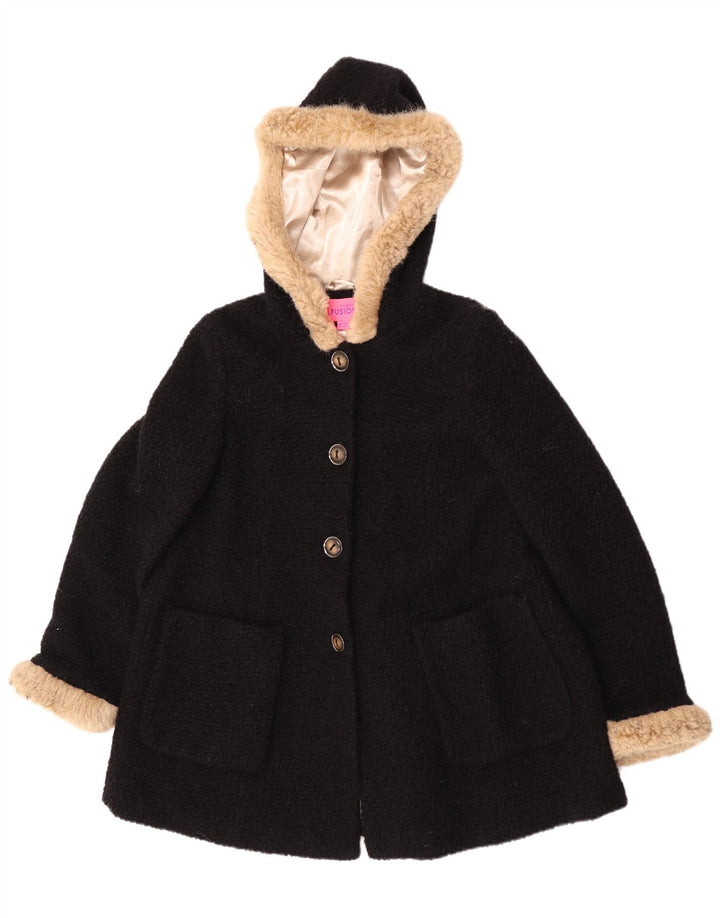 Palton cu glugă pentru femei Monsoon UK 16 Lână neagră mare