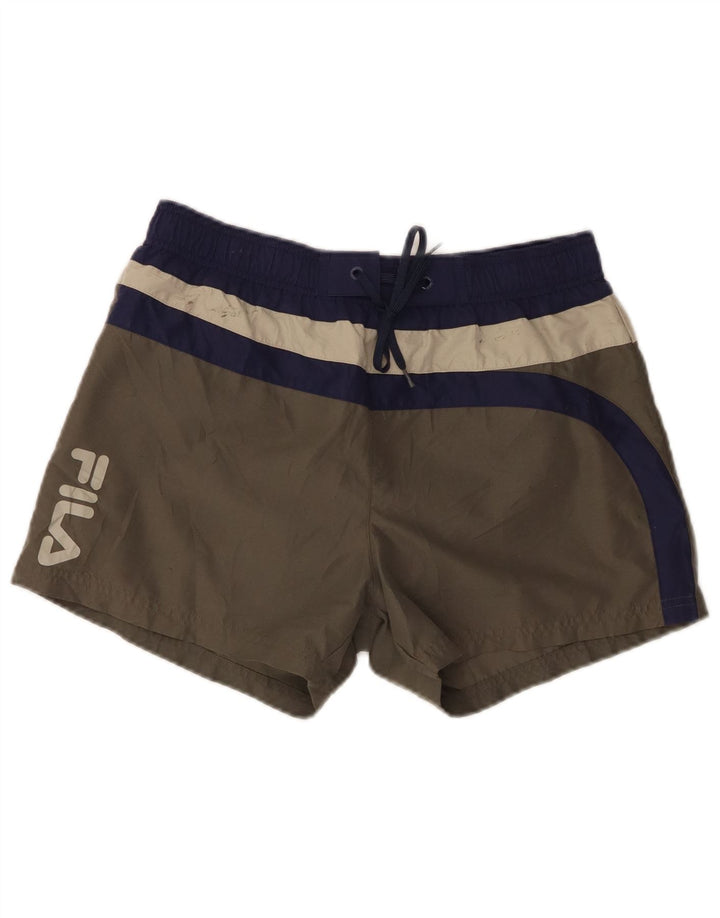 Pantaloni scurți de înot cu grafică Fila pentru bărbați, mici, gri, poliester color bloc