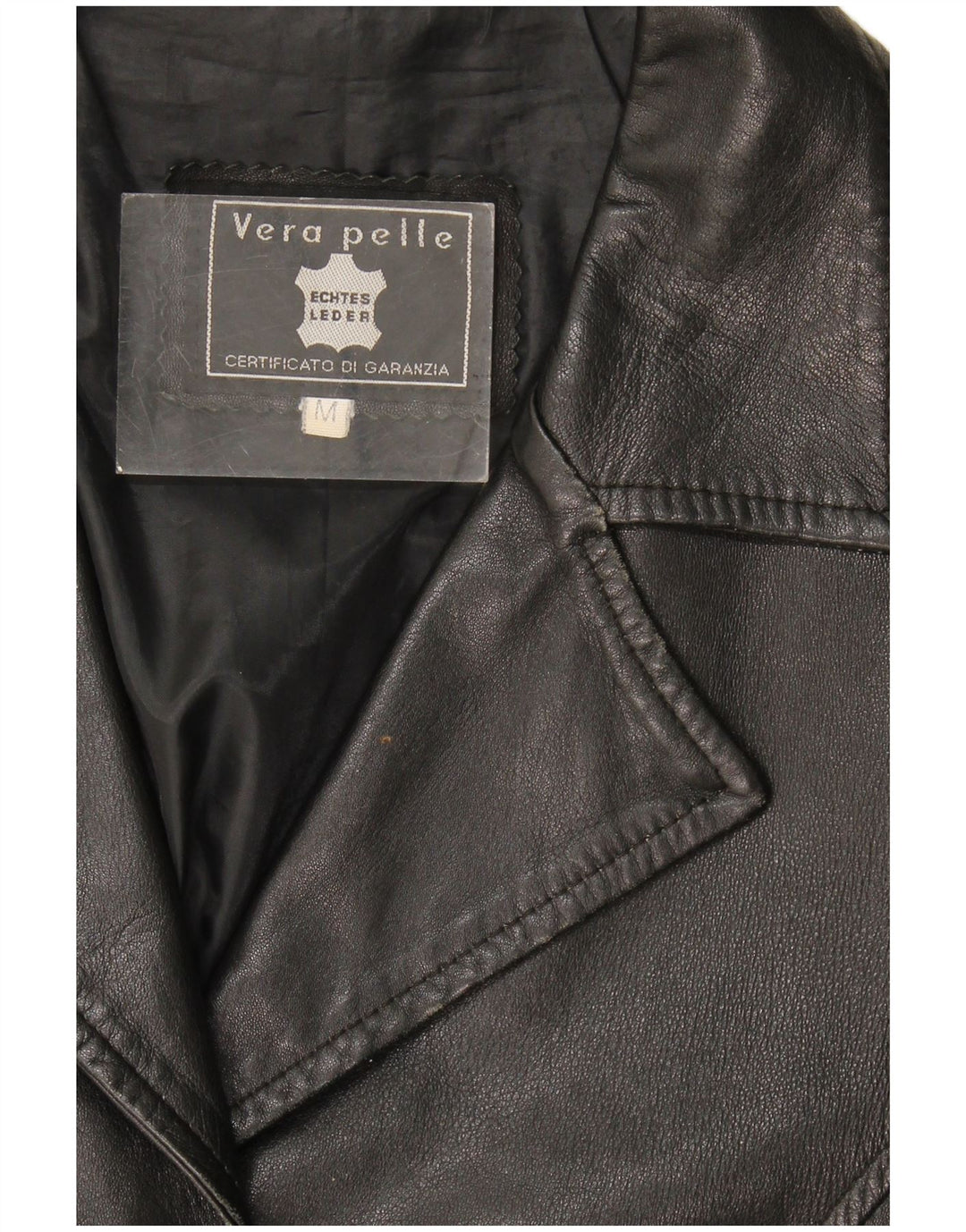 Jachetă de piele vintage pentru femei UK 14 Medium Black Leather