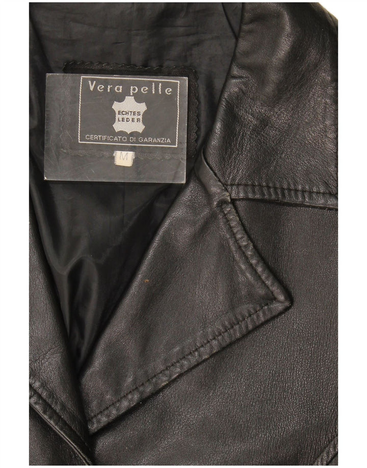 Jachetă de piele vintage pentru femei UK 14 Medium Black Leather