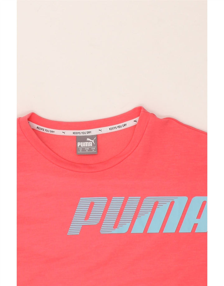 PUMA Womens Oversized Crop Graphic Sweatshirt Jumper UK 14 Medium Pink Vintage Puma and Second-Hand Puma from Messina Hembry 
