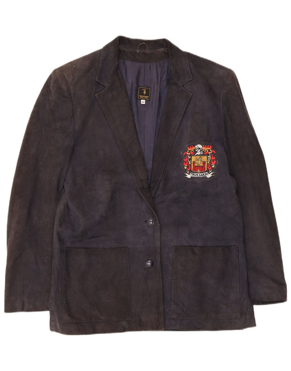 Jachetă pentru femei Trussardi din piele intoarsa cu 2 nasturi IT 44 Medium Bleumarin