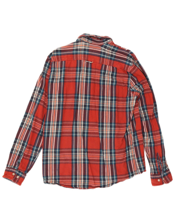 Jack & Jones Mens Flannel Shirt Large Red Check Cotton